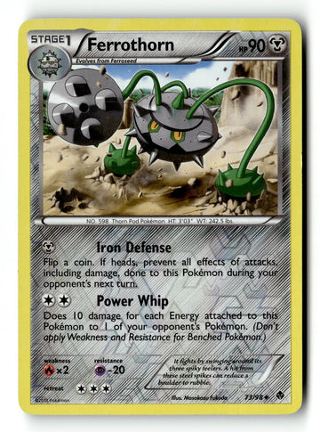 Pokemon Card Ferrothorn LP Emerging Powers Reverse Holo Uncommon 73/98