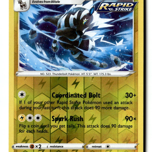 Pokemon Card Zebstrika Reverse Holo LP SWSH06: Chilling Reign 051/198