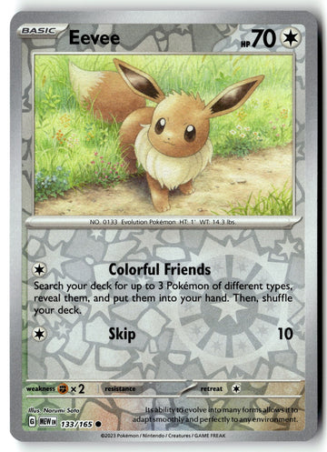 Pokemon Card Eevee LP SV: Scarlet & Violet 151 Reverse Holo Common 133/165