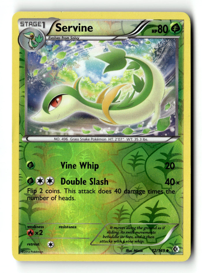 Pokemon Card Servine Reverse Holo LP Boundaries Crossed 12/149