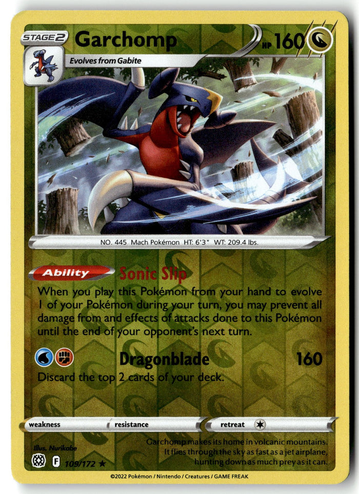 Pokemon Card Garchomp LP SWSH09: Brilliant Stars Reverse Holo Rare 109/172
