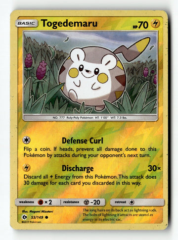 Pokemon Card Togedemaru Reverse Holo LP SM Base Set 53/149