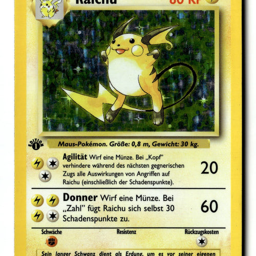 Pokemon Card LP Raichu Base set Holo 1ST Edition (GERMAN) 14/102