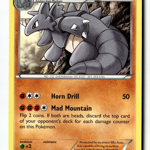 Pokemon Card Rhydon Normal LP XY Base Set Rare 61/146
