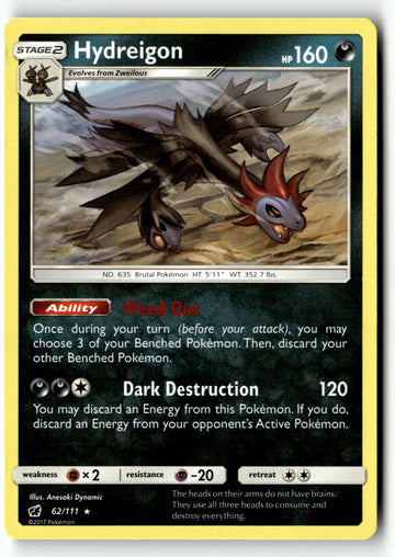 Pokemon Card Hydreigon LP SM - Crimson Invasion Rare 62/111