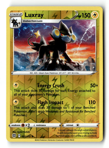 Pokemon Card Luxray LP SWSH09: Brilliant Stars Reverse Holo Rare 51/172