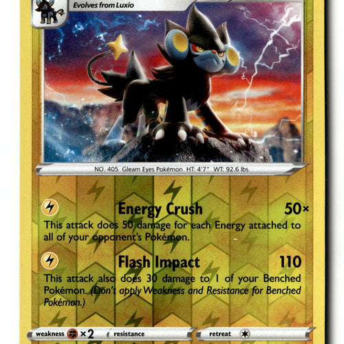 Pokemon Card Luxray LP SWSH09: Brilliant Stars Reverse Holo Rare 51/172