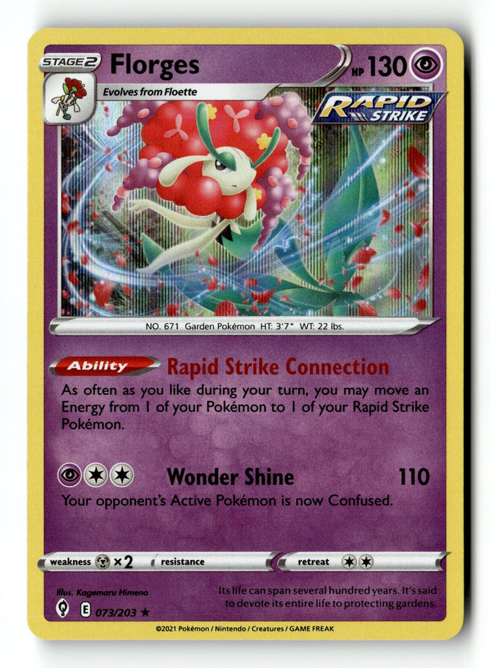 Pokemon Card Florges LP SWSH07: Evolving Skies Holo Rare 073/203