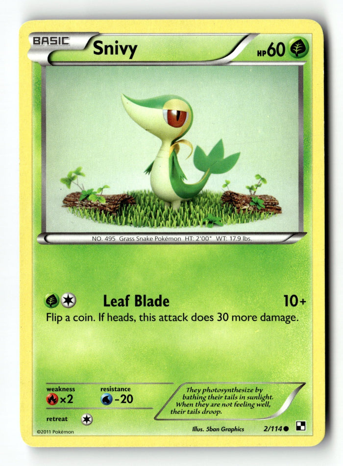 Pokemon Card Snivy (2) LP Black and White 2/114