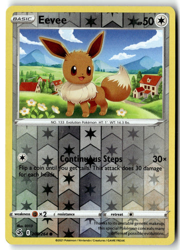 Pokemon Card Eevee LP Fusion Strike Reverse Holo Common 205/264