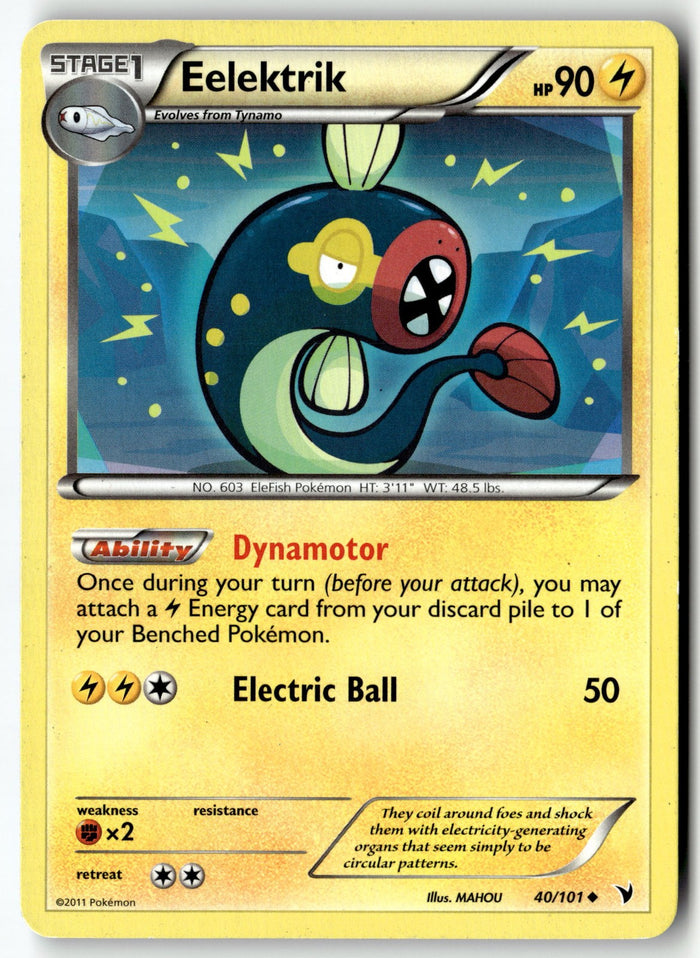 Pokemon Card Eelektrik LP Noble Victories Uncommon 40/101