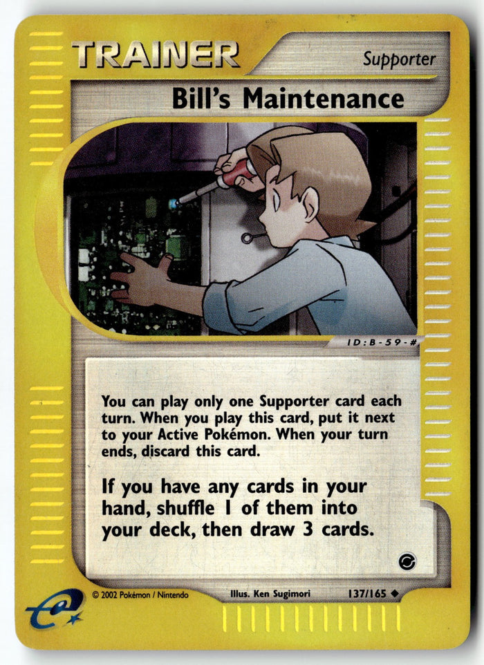 Pokemon Card Bill's Maintenance LP Expedition Reverse Holo Uncommon 137/165