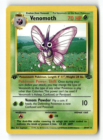Pokemon Card Venomoth (29) 1st Edition LP Jungle 29/64