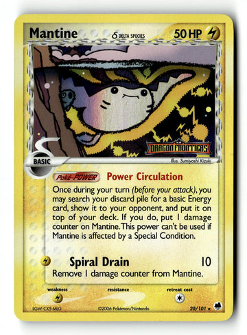 Pokemon Card Mantine (Delta Species) Reverse Holo LP Dragon Frontiers 20/101