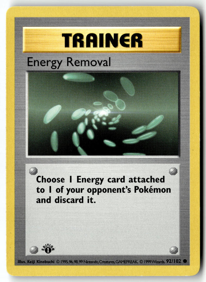 Pokemon Card Energy Removal LP Base Set (Shadowless) 1st Edition 092/102
