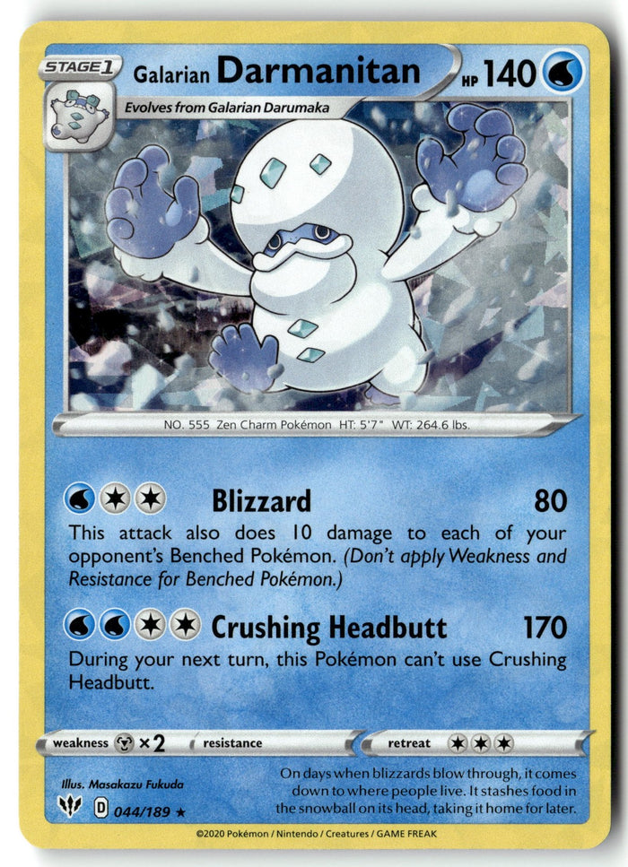 Pokemon Card Galarian Darmanitan -  Cracked Ice Holo LP Deck Exclusives 044/189