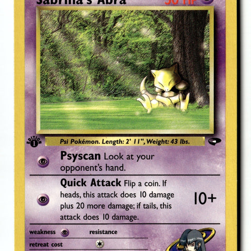 Pokemon Card Sabrina's Abra (94) 1st Edition LP Gym Challenge 094/132