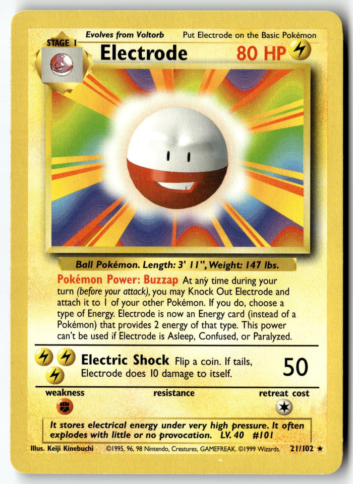 Pokemon Card Electrode LP Base Set Rare 021/102