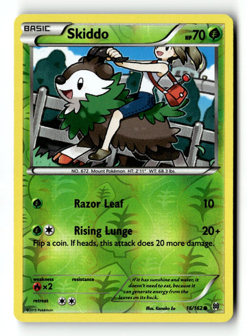 Pokemon Card Skiddo Reverse Holo LP XY - BREAKthrough 16/162