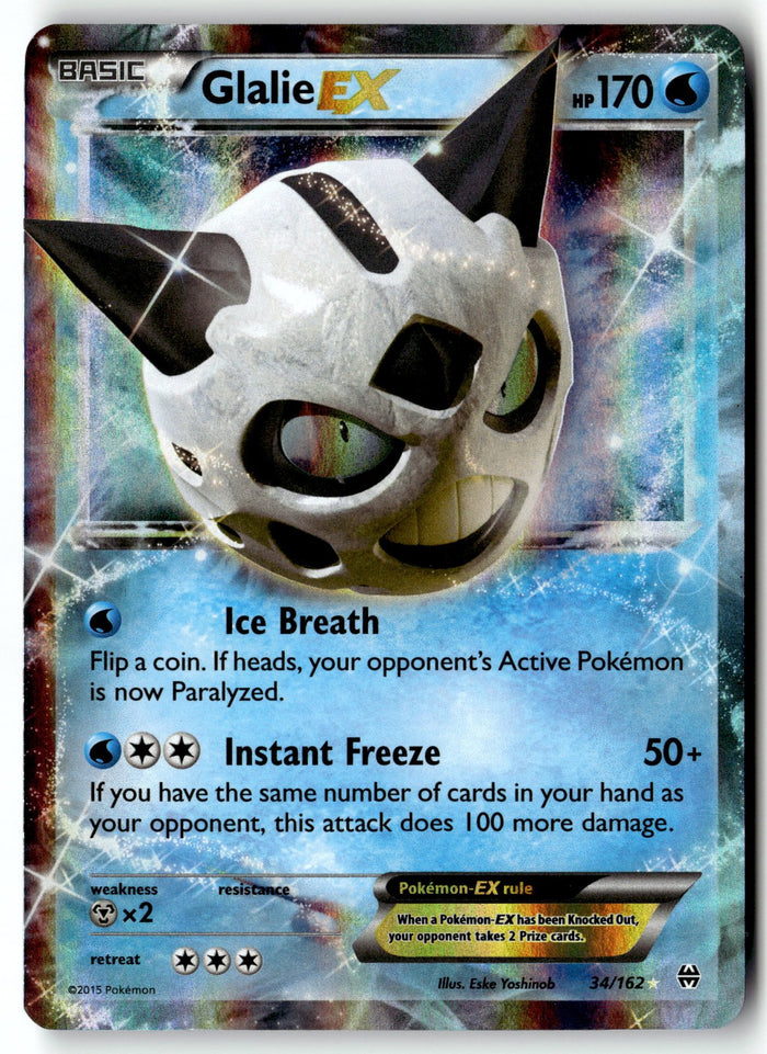 Pokemon Card Glalie EX LP XY - BREAKthrough Ultra Rare 34/162