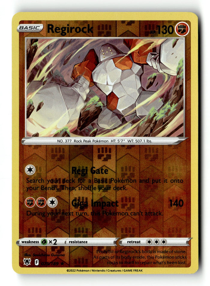 Pokemon Card Regirock Reverse Holo LP SWSH10: Astral Radiance Rare 075/189