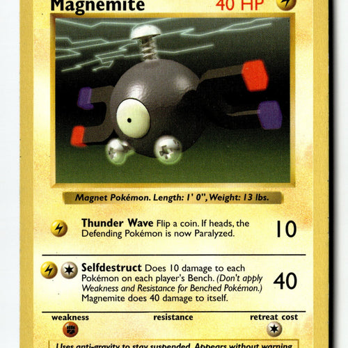 Pokemon Card Magnemite Unlimited LP Base Set (Shadowless) 053/102