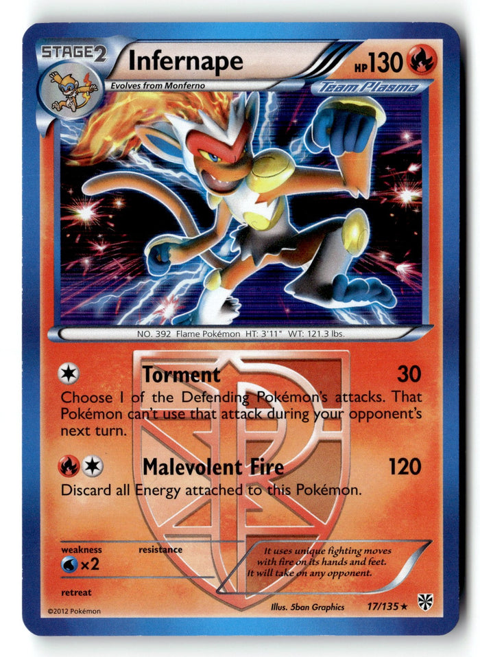 Pokemon Card Infernape (Team Plasma) LP Plasma Storm Holo Rare 17/135
