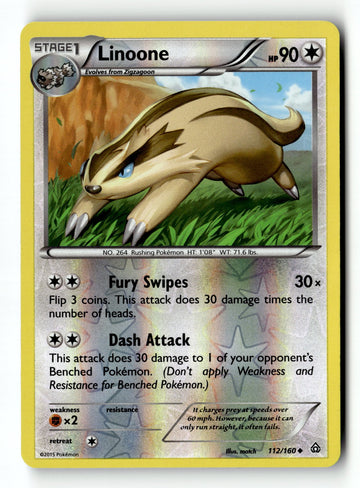 Pokemon Card Linoone LP XY - Primal Clash Reverse Holo Uncommon 112/160