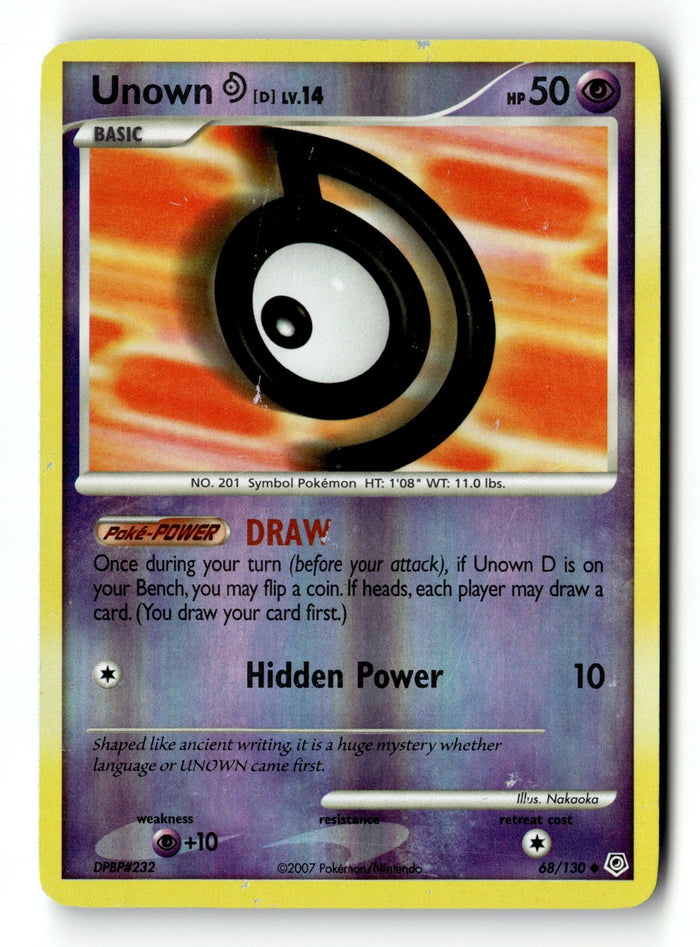 Pokemon Card Unown [D] Reverse Holo LP Diamond and Pearl 68/130