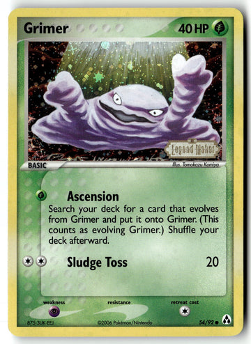 Pokemon Card Grimer LP Legend Maker Reverse Holo Common 54/92