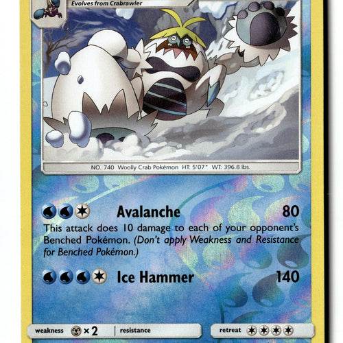 Pokemon Card Crabominable LP SM Base Set Reverse Holo Rare 43/149