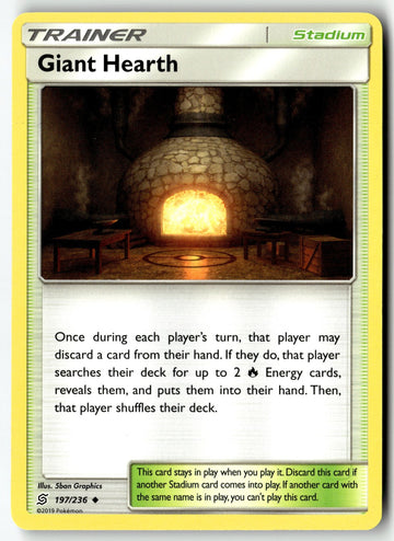 Pokemon Card Giant Hearth LP SM - Unified Minds Uncommon 197/236