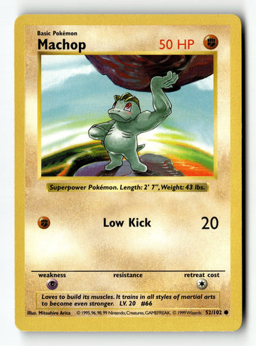 Pokemon Card Machop Unlimited LP Base Set Shadowless 052/102