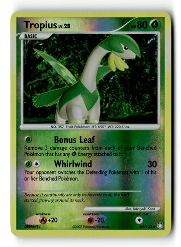 Pokemon Card Tropius Reverse Holo LP Mysterious Treasures 64/123