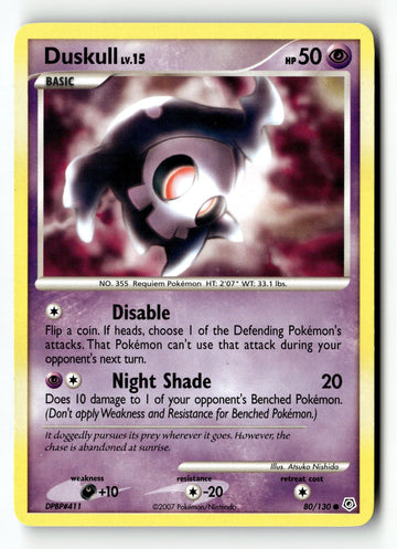 Pokemon Card Duskull LP Diamond and Pearl Common 80/130
