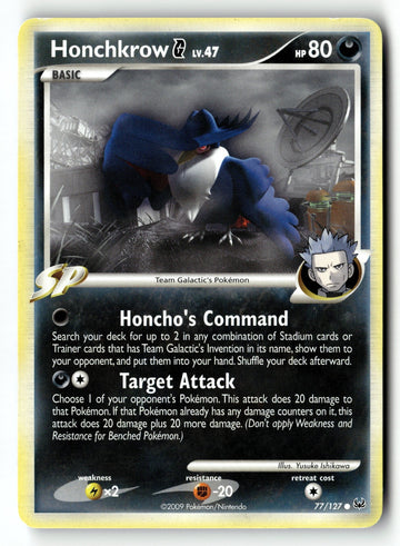 Pokemon Card Honchkrow G LP Platinum Common 77/127
