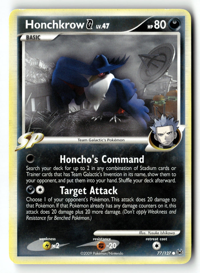 Pokemon Card Honchkrow G LP Platinum Common 77/127