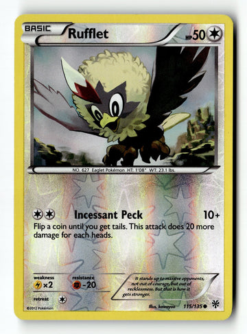 Pokemon Card Rufflet Reverse Holo LP Plasma Storm Common 115/135