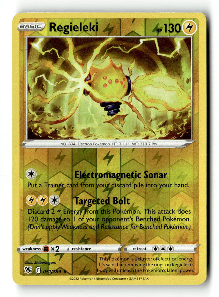 Pokemon Card Regieleki Reverse Holo LP SWSH10: Astral Radiance Rare 051/189