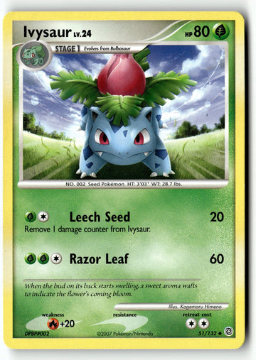 Pokemon Card Ivysaur LP Secret Wonders Uncommon 51/132