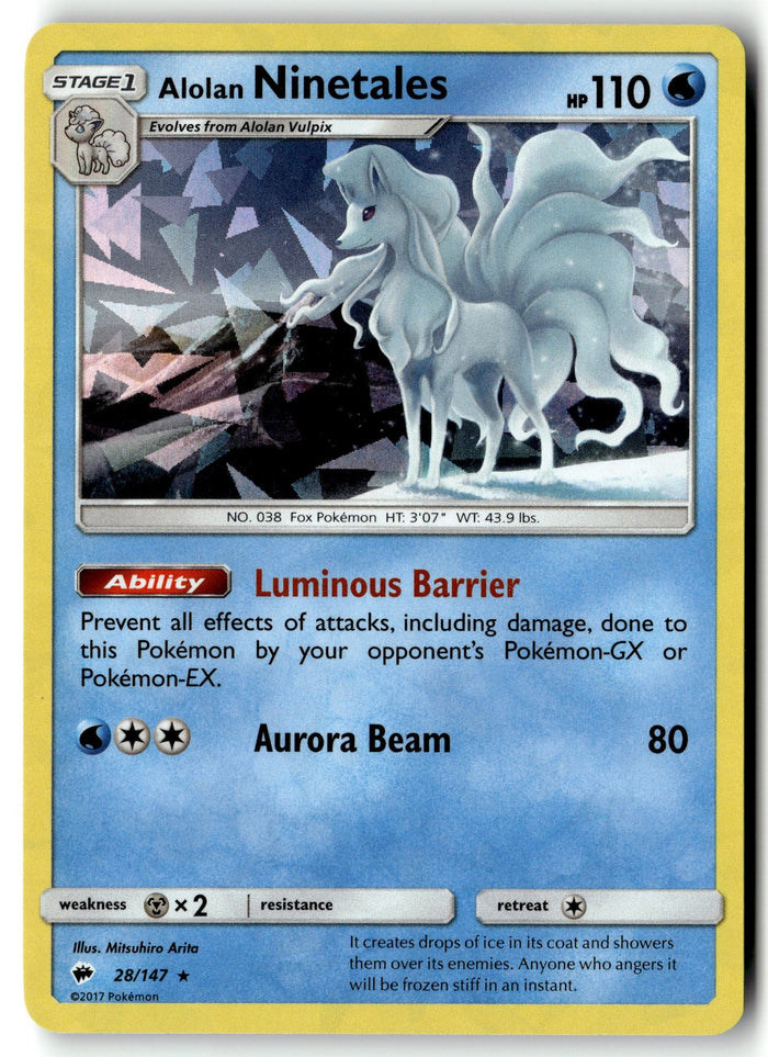 Pokemon Card Alolan Ninetales - 28/147 (Cracked Ice) LP Deck Exclusives 028/147