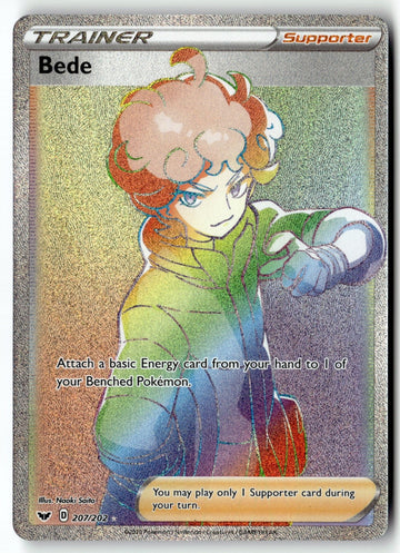 Pokemon Card Bede (Secret) LP Sword & Shield Base Set Secret Rare 207/202