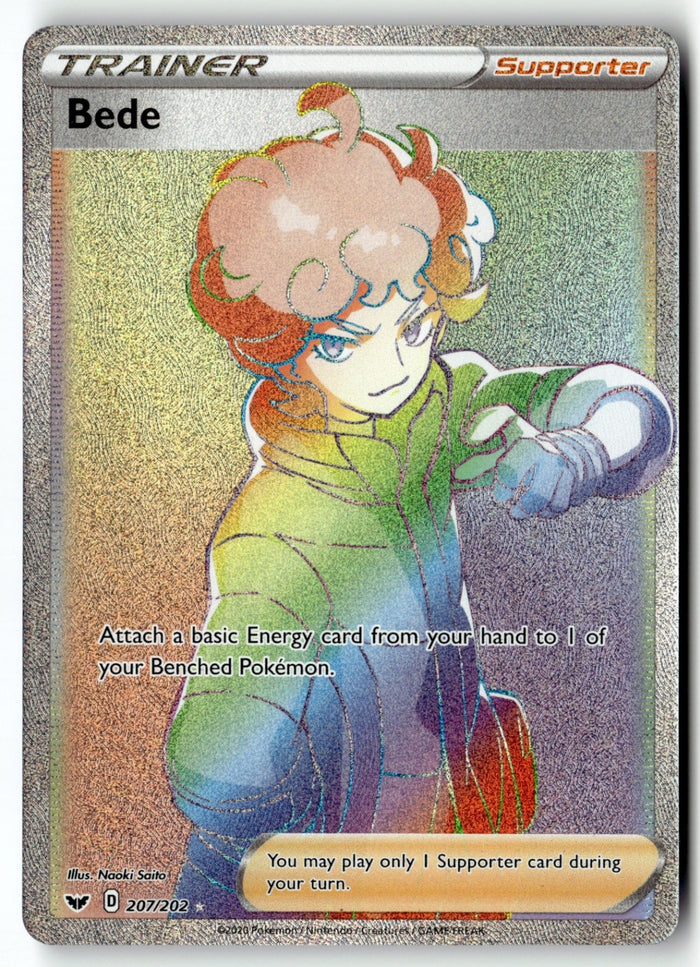 Pokemon Card Bede (Secret) LP Sword & Shield Base Set Secret Rare 207/202