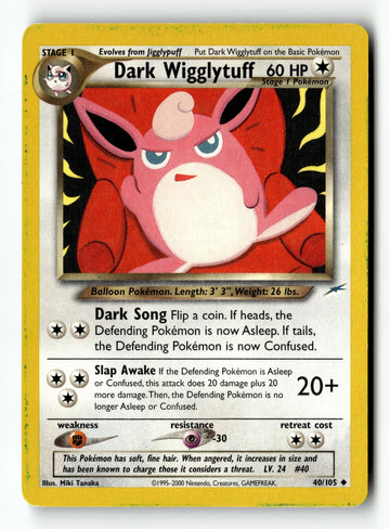 Pokemon Card Dark Wigglytuff LP Neo Destiny Uncommon 40/105