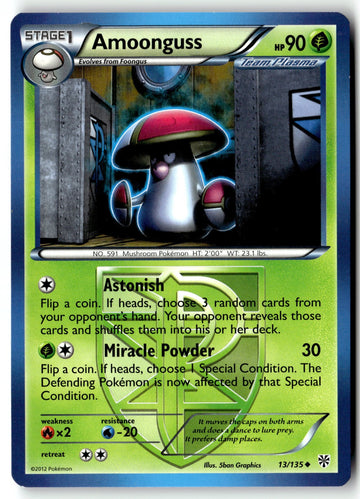 Pokemon Card Amoonguss (Team Plasma) LP Plasma Storm Uncommon 13/135