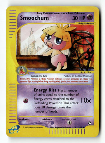 Pokemon Card Smoochum Reverse Holo LP Aquapolis 61/147