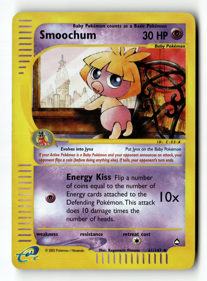 Pokemon Card Smoochum Reverse Holo LP Aquapolis 61/147