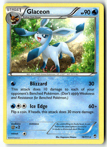 Pokemon Card Glaceon LP XY - Furious Fists Rare 19/111
