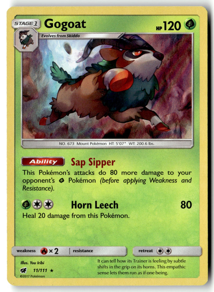 Pokemon Card Gogoat LP SM - Crimson Invasion Holo Rare 11/111