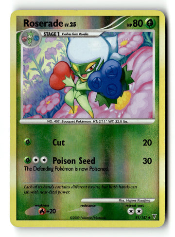 Pokemon Card Roserade Reverse Holo LP Supreme Victors Uncommon 81/147